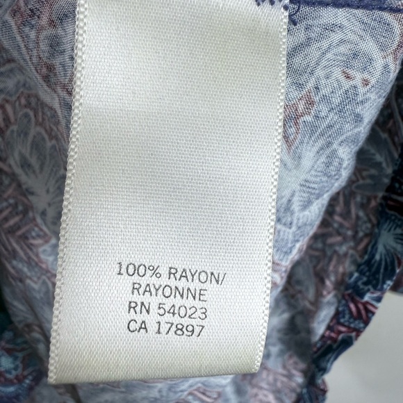 Banana Republic Womens Blouse Floral‎ Blue Button Front Tie Waist Size Large - Picture 7 of 7